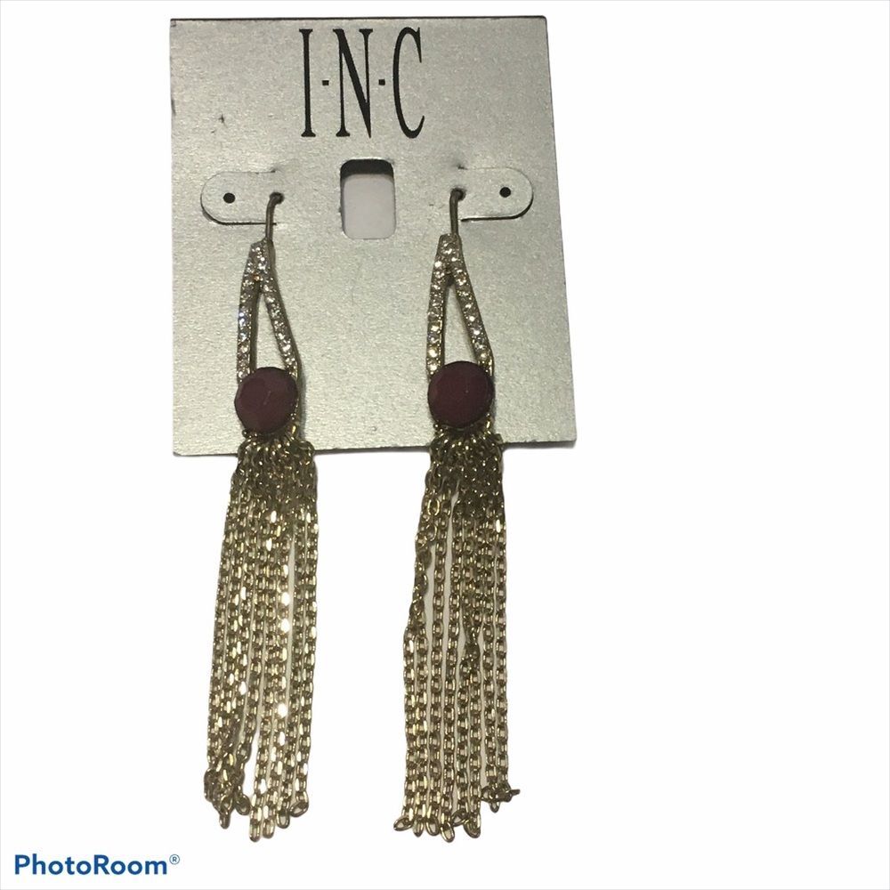 NWT INC faux Diamond Dangle Chain  Hook Earrings.